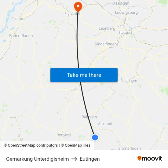 Gemarkung Unterdigisheim to Eutingen map
