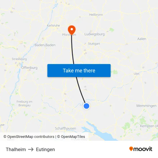 Thalheim to Eutingen map