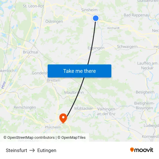 Steinsfurt to Eutingen map