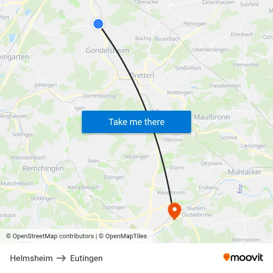 Helmsheim to Eutingen map