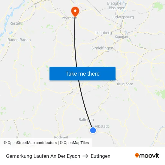 Gemarkung Laufen An Der Eyach to Eutingen map