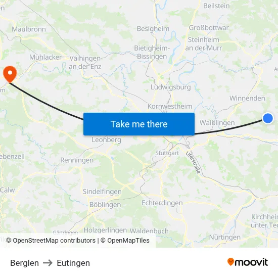 Berglen to Eutingen map
