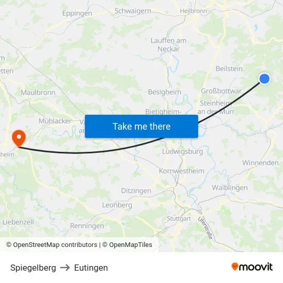 Spiegelberg to Eutingen map