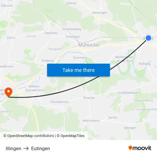 Illingen to Eutingen map