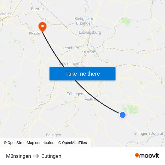 Münsingen to Eutingen map