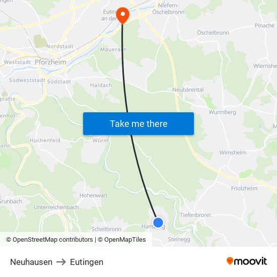 Neuhausen to Eutingen map