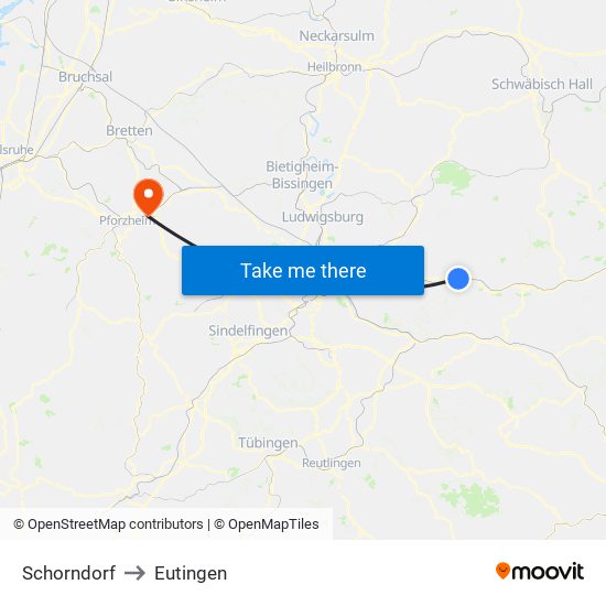 Schorndorf to Eutingen map