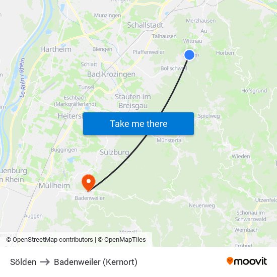 Sölden to Badenweiler (Kernort) map