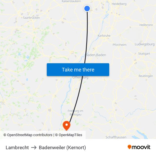 Lambrecht to Badenweiler (Kernort) map