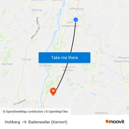 Hohberg to Badenweiler (Kernort) map