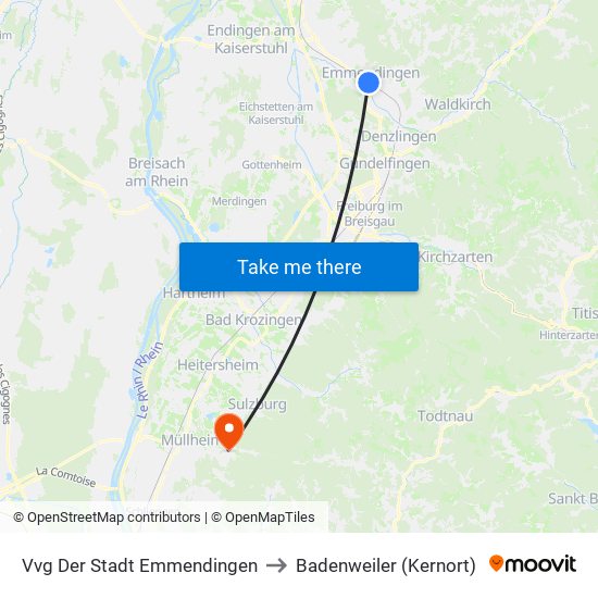 Vvg Der Stadt Emmendingen to Badenweiler (Kernort) map