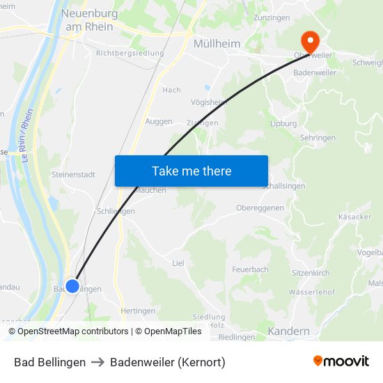 Bad Bellingen to Badenweiler (Kernort) map