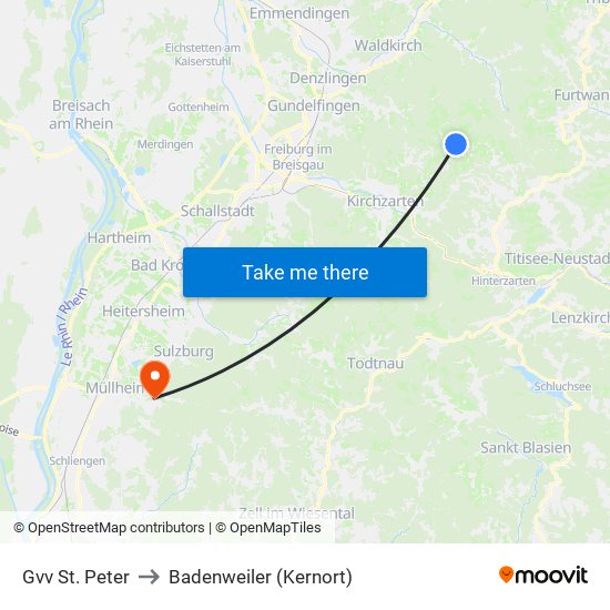 Gvv St. Peter to Badenweiler (Kernort) map