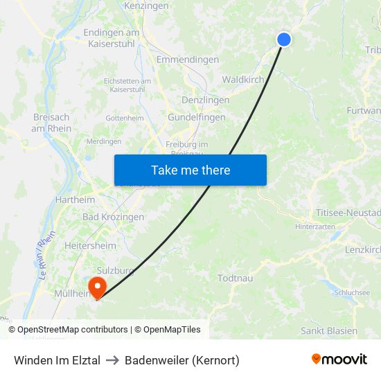 Winden Im Elztal to Badenweiler (Kernort) map