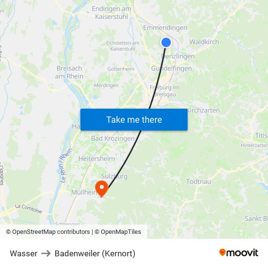 Wasser to Badenweiler (Kernort) map