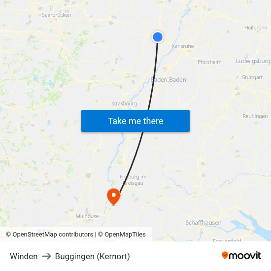 Winden to Buggingen (Kernort) map