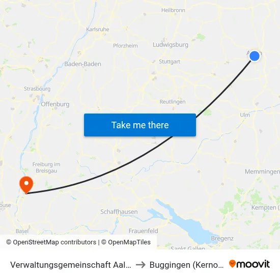 Verwaltungsgemeinschaft Aalen to Buggingen (Kernort) map