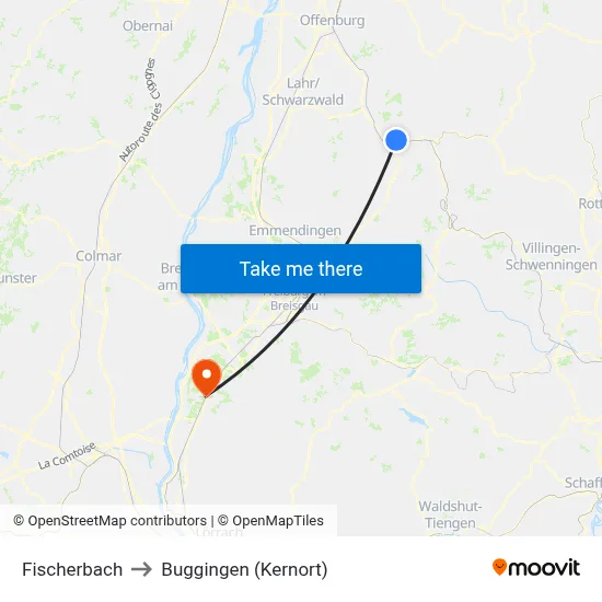 Fischerbach to Buggingen (Kernort) map