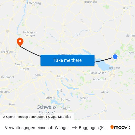 Verwaltungsgemeinschaft Wangen Im Allgäu to Buggingen (Kernort) map
