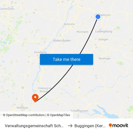 Verwaltungsgemeinschaft Schwaigern to Buggingen (Kernort) map