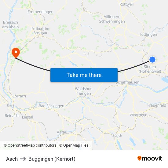 Aach to Buggingen (Kernort) map