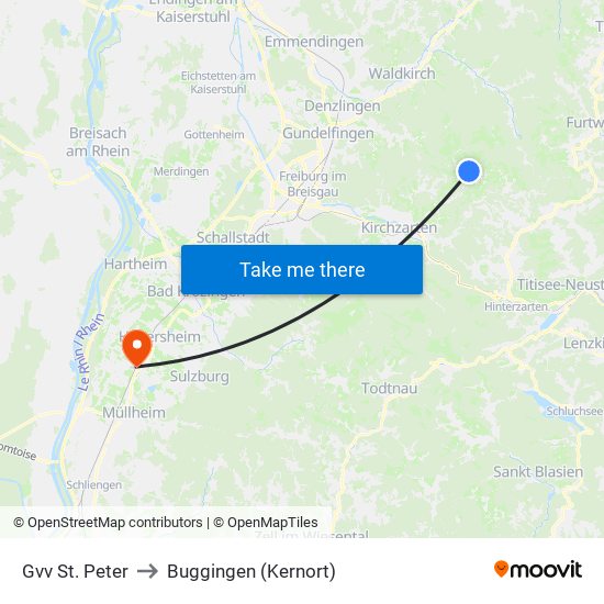 Gvv St. Peter to Buggingen (Kernort) map