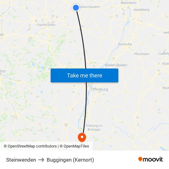 Steinwenden to Buggingen (Kernort) map