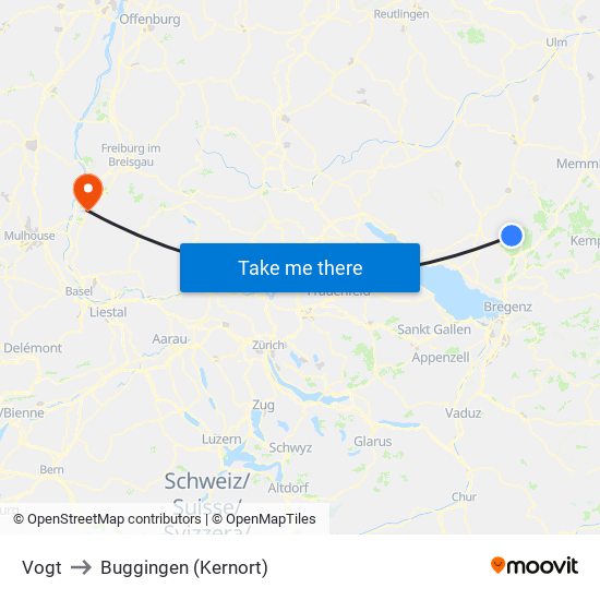 Vogt to Buggingen (Kernort) map