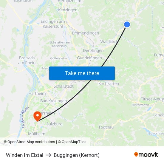 Winden Im Elztal to Buggingen (Kernort) map