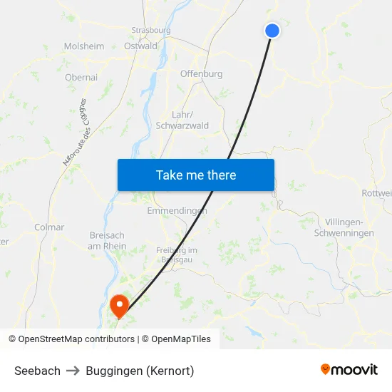 Seebach to Buggingen (Kernort) map