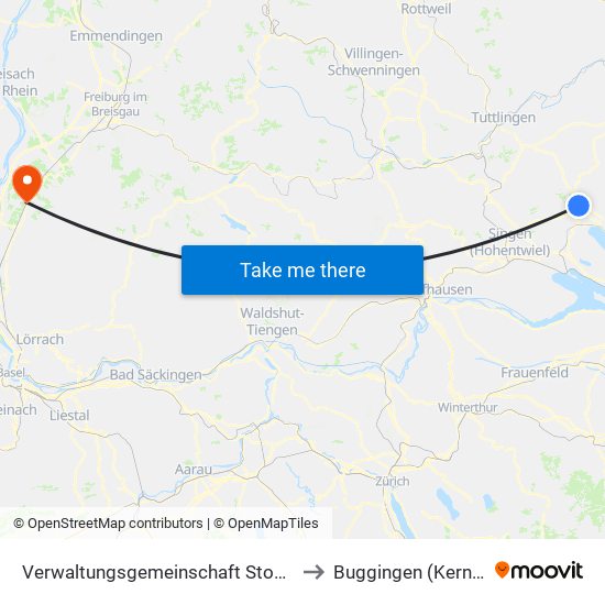 Verwaltungsgemeinschaft Stockach to Buggingen (Kernort) map