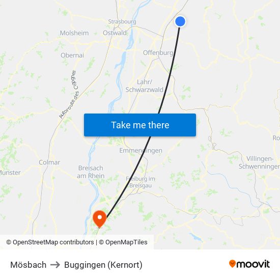 Mösbach to Buggingen (Kernort) map