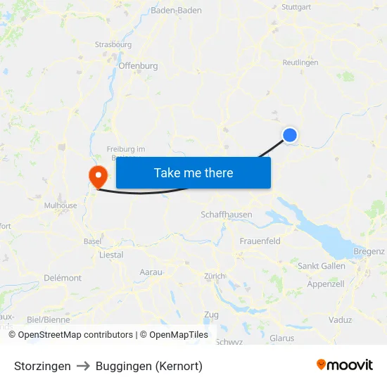 Storzingen to Buggingen (Kernort) map