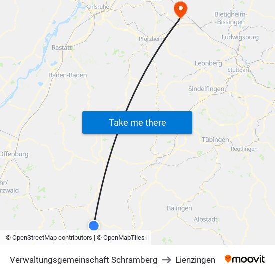 Verwaltungsgemeinschaft Schramberg to Lienzingen map