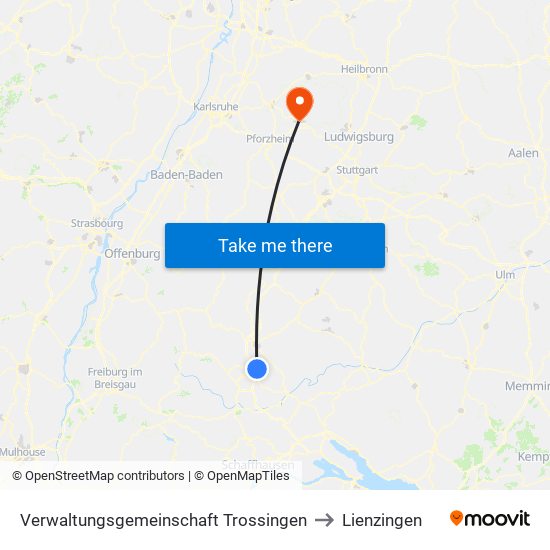 Verwaltungsgemeinschaft Trossingen to Lienzingen map