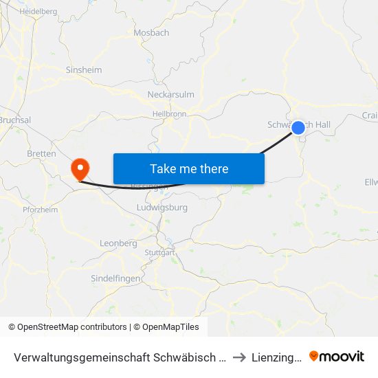 Verwaltungsgemeinschaft Schwäbisch Hall to Lienzingen map