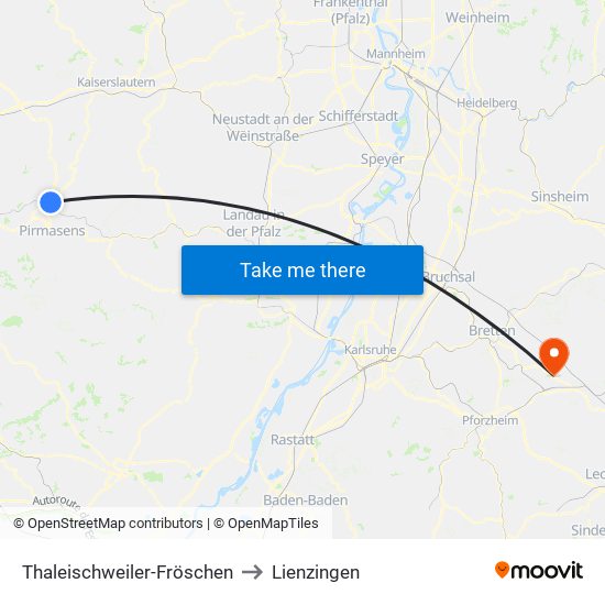 Thaleischweiler-Fröschen to Lienzingen map