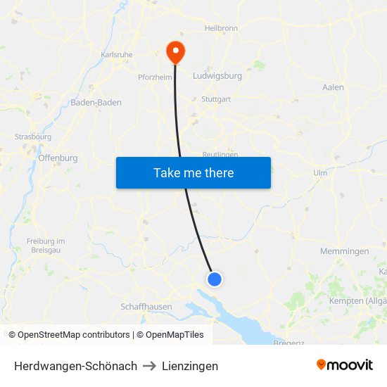 Herdwangen-Schönach to Lienzingen map