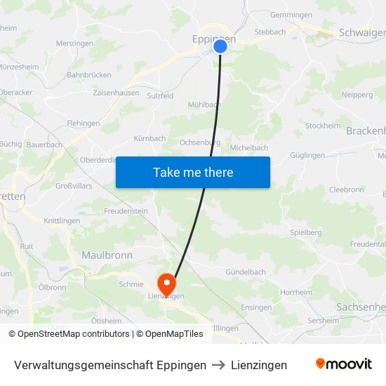 Verwaltungsgemeinschaft Eppingen to Lienzingen map