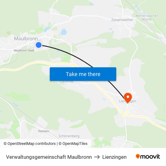 Verwaltungsgemeinschaft Maulbronn to Lienzingen map