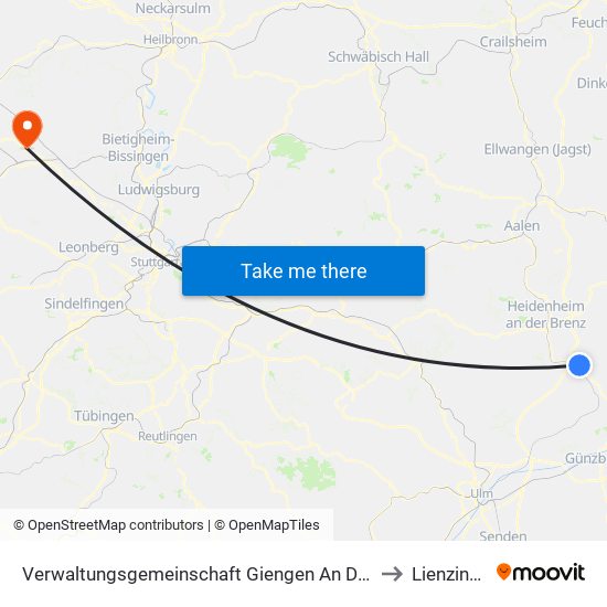 Verwaltungsgemeinschaft Giengen An Der Brenz to Lienzingen map