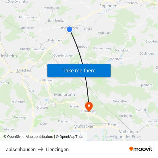 Zaisenhausen to Lienzingen map