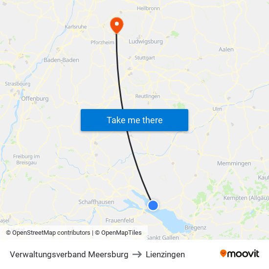 Verwaltungsverband Meersburg to Lienzingen map