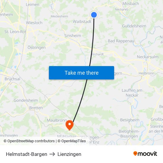 Helmstadt-Bargen to Lienzingen map