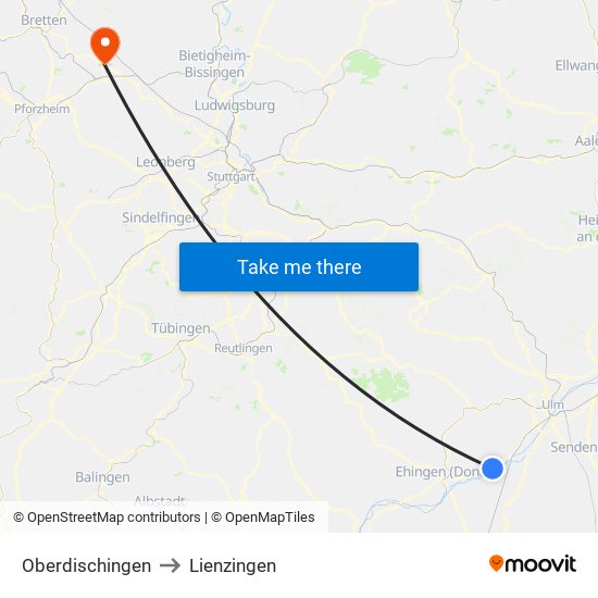 Oberdischingen to Lienzingen map