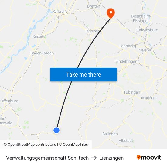 Verwaltungsgemeinschaft Schiltach to Lienzingen map