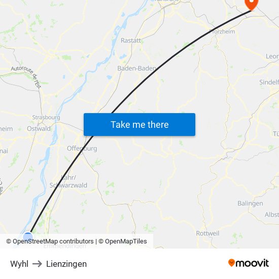 Wyhl to Lienzingen map