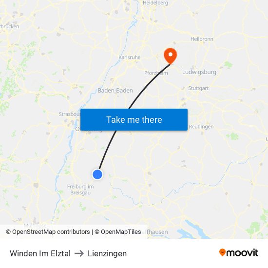 Winden Im Elztal to Lienzingen map