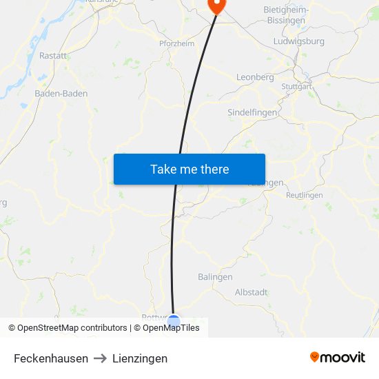 Feckenhausen to Lienzingen map