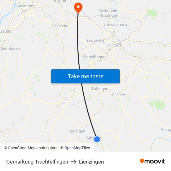 Gemarkung Truchtelfingen to Lienzingen map